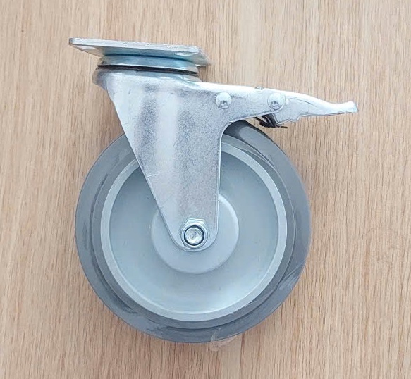 Bánh xe đẩy TPR phổ thông, đường kính 5 inch, loại khóa